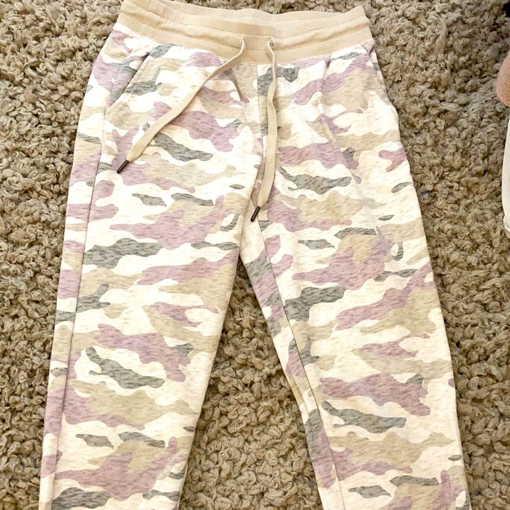 Gray and lavender camo sweatpants